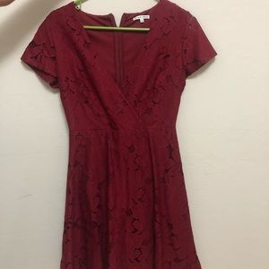 Red Lace Floral Dress